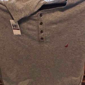 New Nautica Soft Gray Long Sleeve Henley XXL